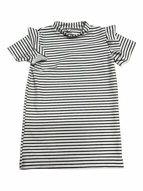 NEW Mikoh Mini Girl’s short sleeve rash guard swim shirt in Black White Stripe S